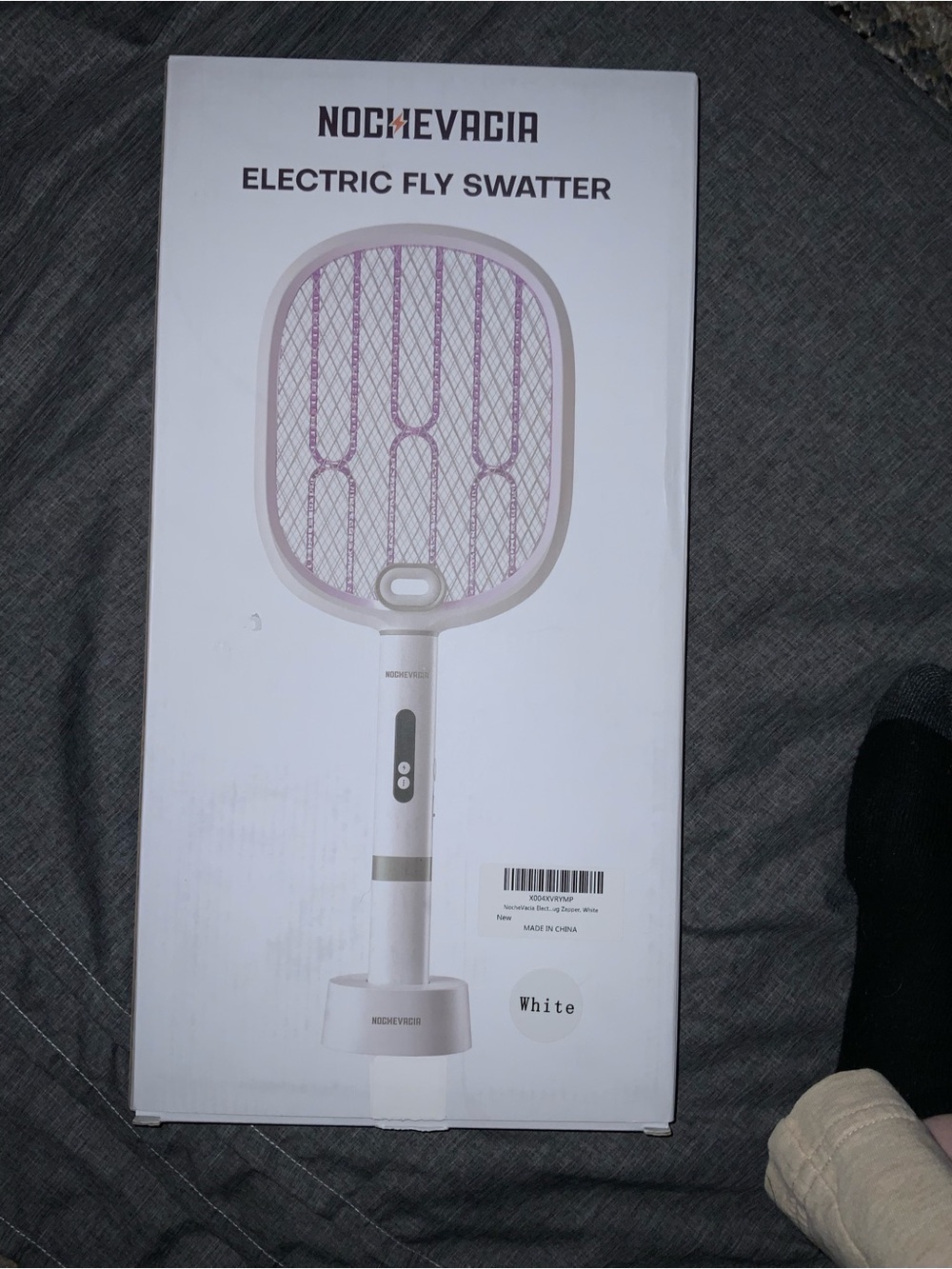 White Electric Fly Swatter - Cordless Insect Zapper